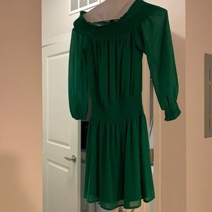 Green off the shoulder dress